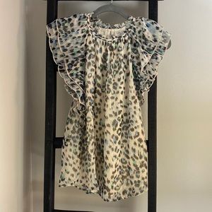 LOFT - Animal Print Ruffle Shirt